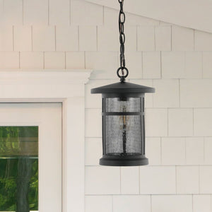 Safavieh OSPREY, 8-Inch Extendable Black Iron & Glass Outdoor Pendant Light for Elegant Illumination PLT4030A