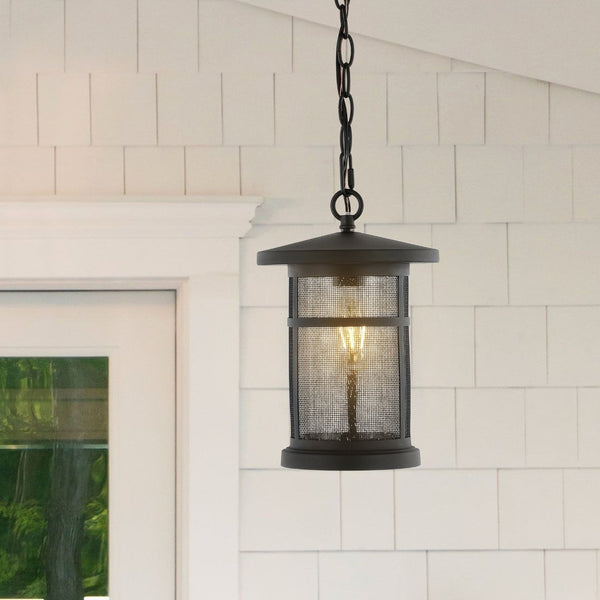 Safavieh OSPREY, 8-Inch Extendable Black Iron & Glass Outdoor Pendant Light for Elegant Illumination PLT4030A