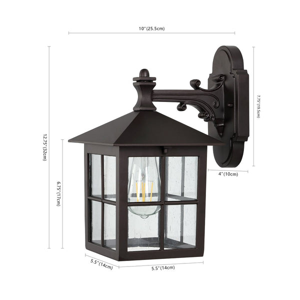 Safavieh PENRYN, Elegant 10-Inch Outdoor Wall Sconce Set of 2 - Weather-Resistant Iron & Glass Design PLT4032A-SET2