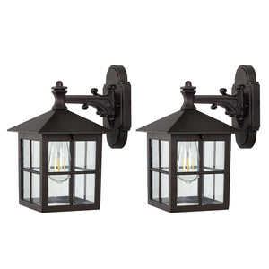 Safavieh PENRYN, Elegant 10-Inch Outdoor Wall Sconce Set of 2 - Weather-Resistant Iron & Glass Design PLT4032A-SET2