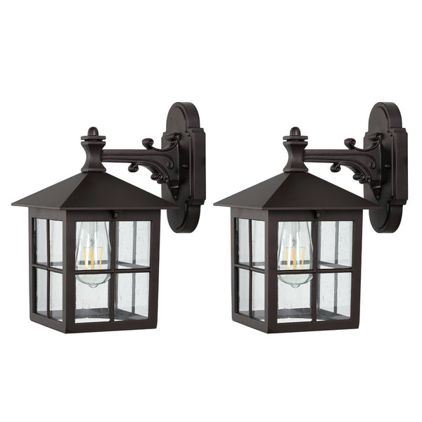 Safavieh PENRYN, Elegant 10-Inch Outdoor Wall Sconce Set of 2 - Weather-Resistant Iron & Glass Design PLT4032A-SET2