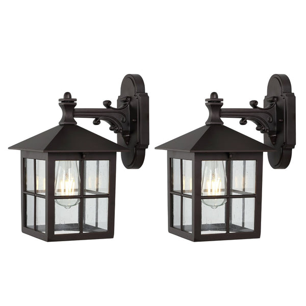 Safavieh PENRYN, Elegant 10-Inch Outdoor Wall Sconce Set of 2 - Weather-Resistant Iron & Glass Design PLT4032A-SET2