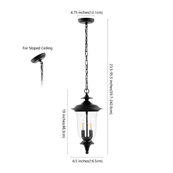 Safavieh DOWELL, 9 Inch Black Iron and Glass Adjustable Outdoor Pendant for Stylish Ambiance Anywhere PLT4033A