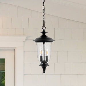 Safavieh DOWELL, 9 Inch Black Iron and Glass Adjustable Outdoor Pendant for Stylish Ambiance Anywhere PLT4033A