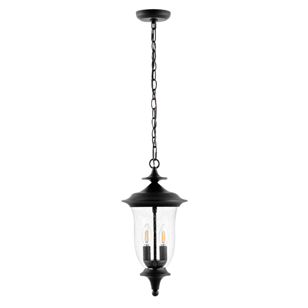 Safavieh DOWELL, 9 Inch Black Iron and Glass Adjustable Outdoor Pendant for Stylish Ambiance Anywhere PLT4033A