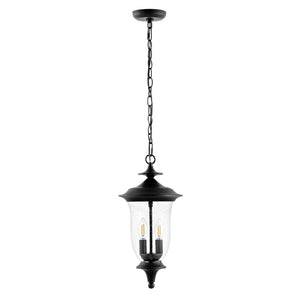 Safavieh DOWELL, 9 Inch Black Iron and Glass Adjustable Outdoor Pendant for Stylish Ambiance Anywhere PLT4033A
