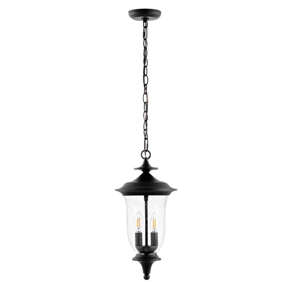 Safavieh DOWELL, 9 Inch Black Iron and Glass Adjustable Outdoor Pendant for Stylish Ambiance Anywhere PLT4033A