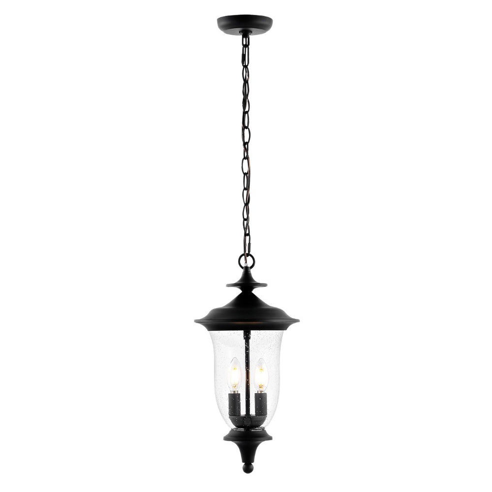 Safavieh DOWELL, 9 Inch Black Iron and Glass Adjustable Outdoor Pendant for Stylish Ambiance Anywhere PLT4033A