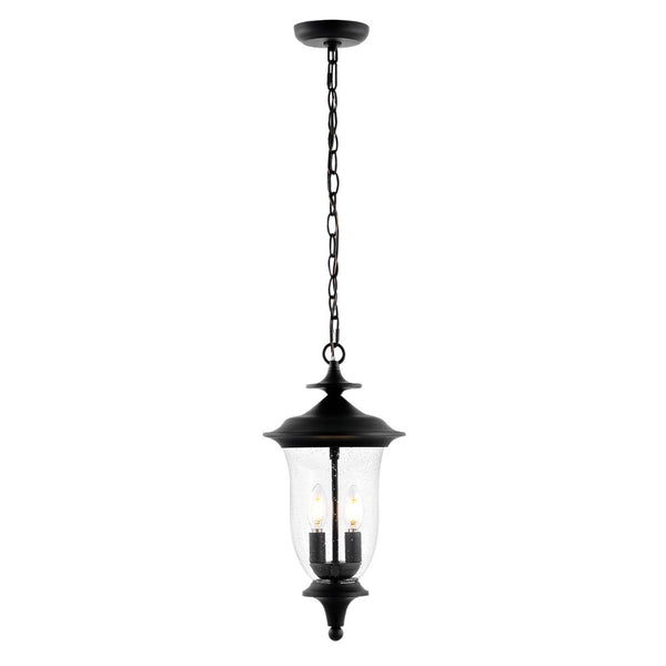 Safavieh DOWELL, 9 Inch Black Iron and Glass Adjustable Outdoor Pendant for Stylish Ambiance Anywhere PLT4033A