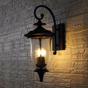Safavieh DOWELL, Elegant Black Iron & Glass Outdoor Wall Sconce Set of 2 - Perfect for Patios & Porches! PLT4034A-SET2