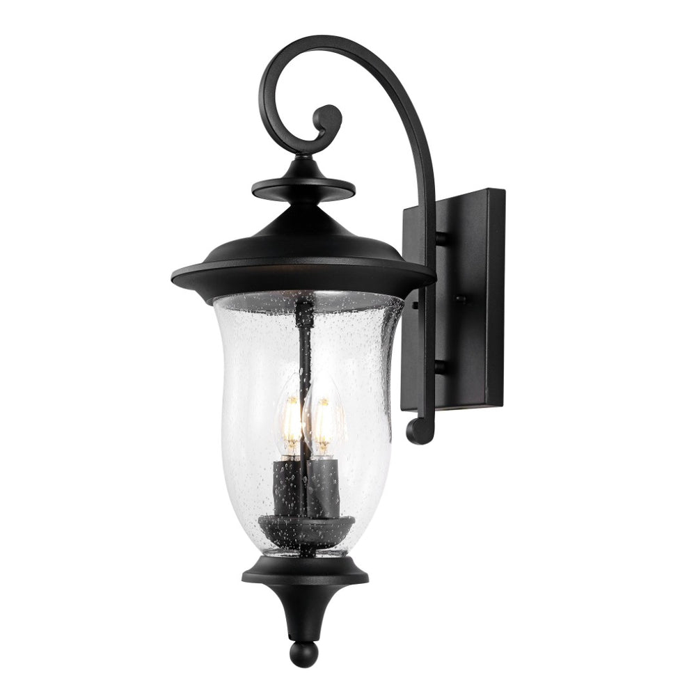 Safavieh DOWELL, Elegant Black Iron & Glass Outdoor Wall Sconce Set of 2 - Perfect for Patios & Porches! PLT4034A-SET2