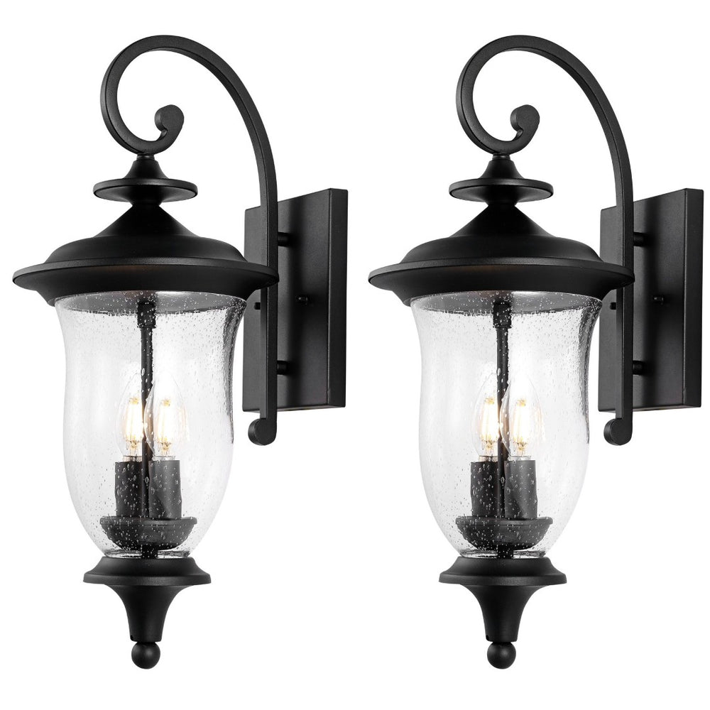 Safavieh DOWELL, Elegant Black Iron & Glass Outdoor Wall Sconce Set of 2 - Perfect for Patios & Porches! PLT4034A-SET2