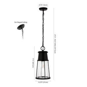 Safavieh LAELA, 8.4-Inch Black Iron & Glass Extendable Outdoor Pendant Light for Patios & Porches PLT4035A