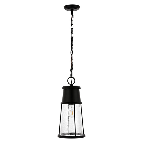 Safavieh LAELA, 8.4-Inch Black Iron & Glass Extendable Outdoor Pendant Light for Patios & Porches PLT4035A
