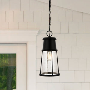 Safavieh LAELA, 8.4-Inch Black Iron & Glass Extendable Outdoor Pendant Light for Patios & Porches PLT4035A
