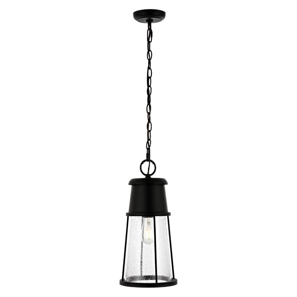 Safavieh LAELA, 8.4-Inch Black Iron & Glass Extendable Outdoor Pendant Light for Patios & Porches PLT4035A