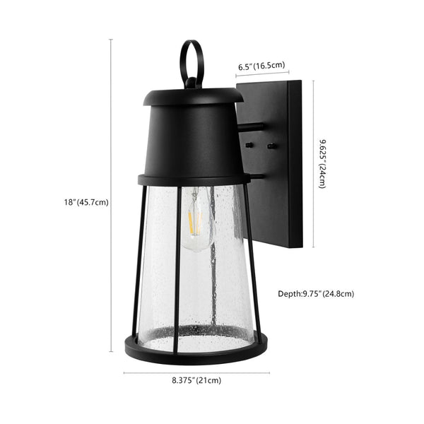 Safavieh LAELA, Elegant 9.75-Inch Black Iron & Glass Outdoor Wall Sconce Set of 2 for Timeless Illumination PLT4036A-SET2
