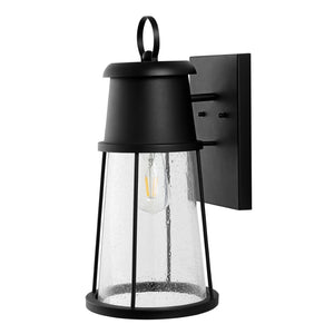 Safavieh LAELA, Elegant 9.75-Inch Black Iron & Glass Outdoor Wall Sconce Set of 2 for Timeless Illumination PLT4036A-SET2