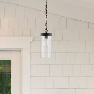 Safavieh LIANNE, 5.7 Inch Adjustable Black Iron & Clear Glass Outdoor Pendant Light for Elegant Spaces PLT4037A