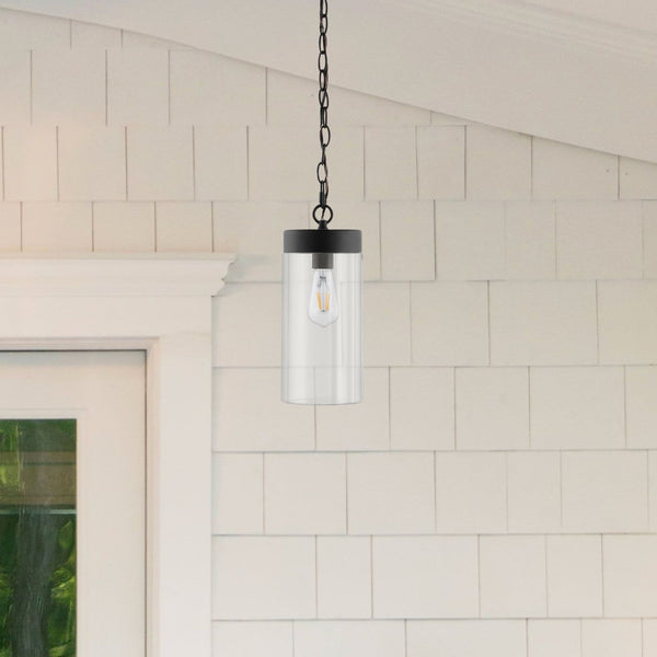 Safavieh LIANNE, 5.7 Inch Adjustable Black Iron & Clear Glass Outdoor Pendant Light for Elegant Spaces PLT4037A