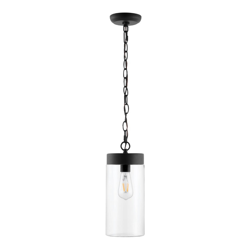 Safavieh LIANNE, 5.7 Inch Adjustable Black Iron & Clear Glass Outdoor Pendant Light for Elegant Spaces PLT4037A