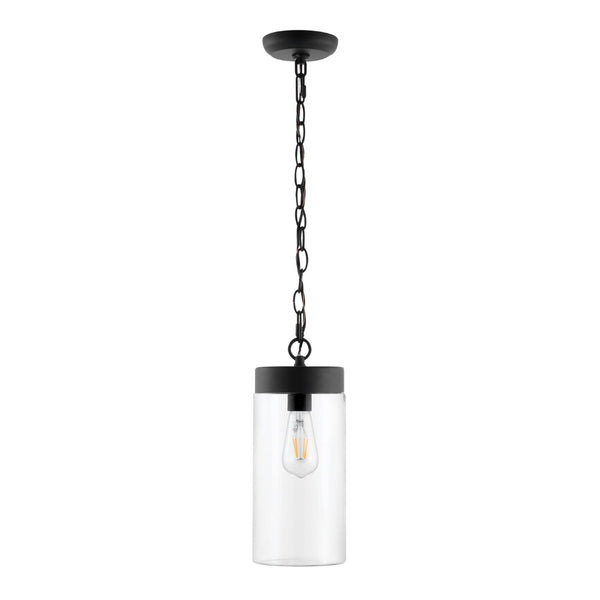 Safavieh LIANNE, 5.7 Inch Adjustable Black Iron & Clear Glass Outdoor Pendant Light for Elegant Spaces PLT4037A