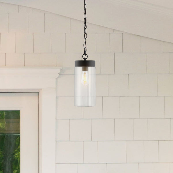 Safavieh LIANNE, 5.7 Inch Adjustable Black Iron & Clear Glass Outdoor Pendant Light for Elegant Spaces PLT4037A