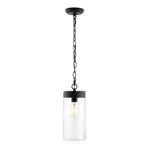 Safavieh LIANNE, 5.7 Inch Adjustable Black Iron & Clear Glass Outdoor Pendant Light for Elegant Spaces PLT4037A