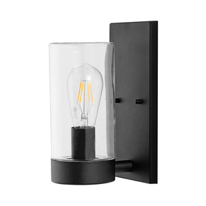 Safavieh LIANNE, Elegant 6.25-Inch Black Iron/Glass Outdoor Wall Sconce Set of 2 for Stylish Ambiance PLT4038A-SET2