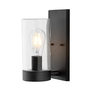 Safavieh LIANNE, Elegant 6.25-Inch Black Iron/Glass Outdoor Wall Sconce Set of 2 for Stylish Ambiance PLT4038A-SET2