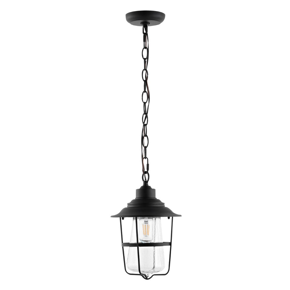 Safavieh PENBER, 8.5-Inch Extendable Black Iron/Glass Outdoor Pendant for Patios & Porches, Durable Style PLT4039A