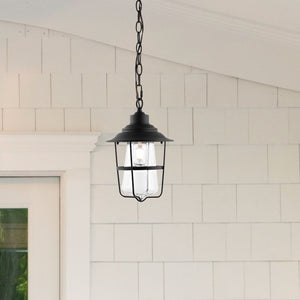 Safavieh PENBER, 8.5-Inch Extendable Black Iron/Glass Outdoor Pendant for Patios & Porches, Durable Style PLT4039A