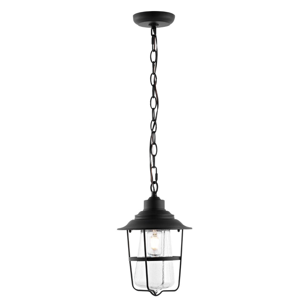 Safavieh PENBER, 8.5-Inch Extendable Black Iron/Glass Outdoor Pendant for Patios & Porches, Durable Style PLT4039A