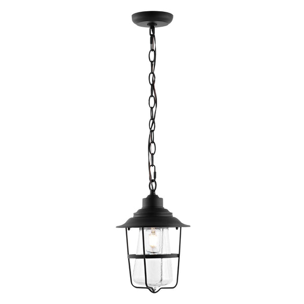 Safavieh PENBER, 8.5-Inch Extendable Black Iron/Glass Outdoor Pendant for Patios & Porches, Durable Style PLT4039A