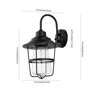 Safavieh PENBER, Set of 2 Modern 10-Inch Black Iron & Glass Outdoor Wall Sconces for Elegant Illumination PLT4040A-SET2