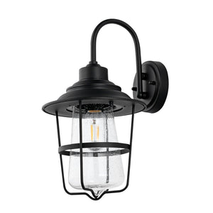 Safavieh PENBER, Set of 2 Modern 10-Inch Black Iron & Glass Outdoor Wall Sconces for Elegant Illumination PLT4040A-SET2