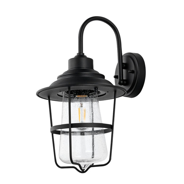 Safavieh PENBER, Set of 2 Modern 10-Inch Black Iron & Glass Outdoor Wall Sconces for Elegant Illumination PLT4040A-SET2