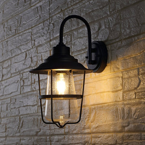 Safavieh PENBER, Set of 2 Modern 10-Inch Black Iron & Glass Outdoor Wall Sconces for Elegant Illumination PLT4040A-SET2