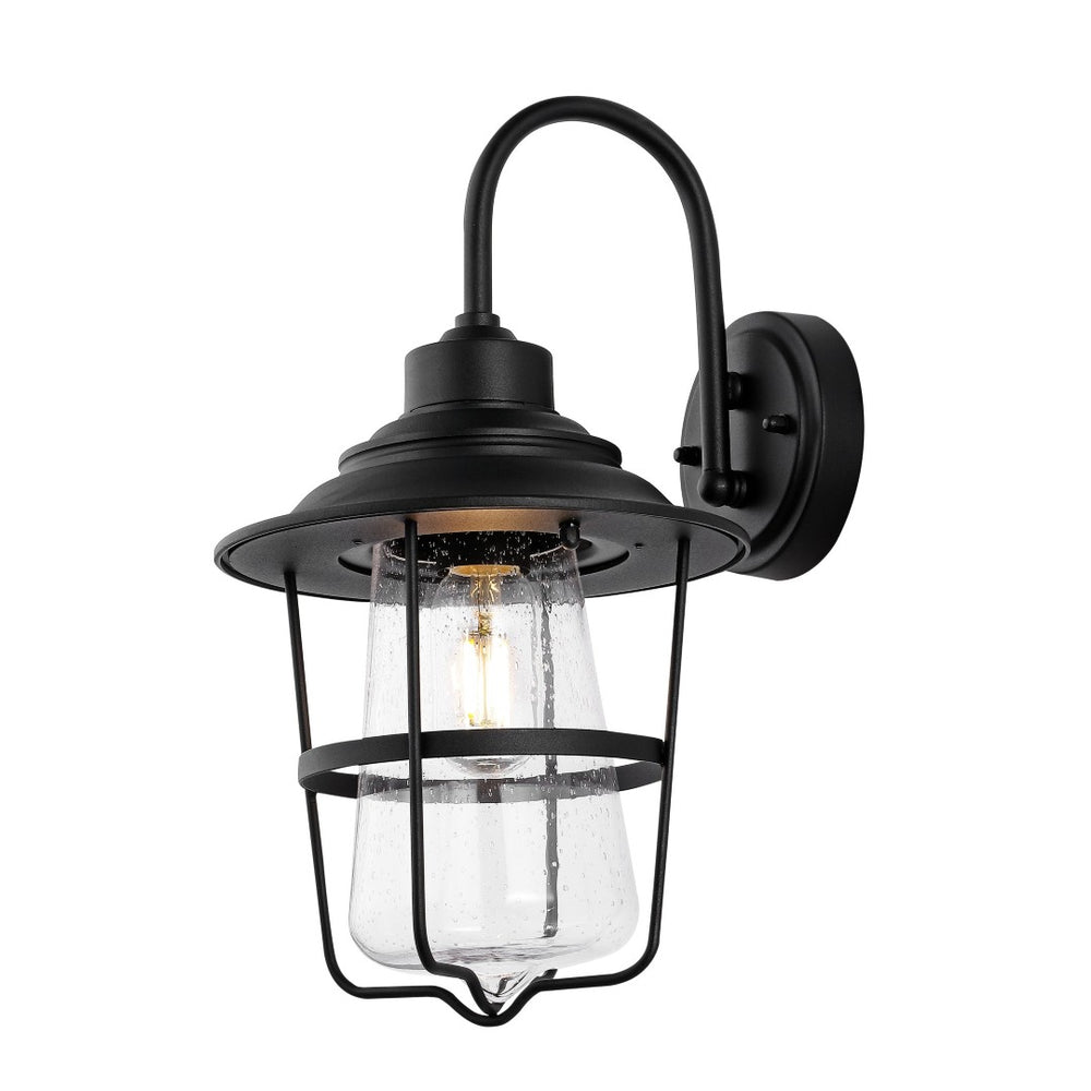 Safavieh PENBER, Set of 2 Modern 10-Inch Black Iron & Glass Outdoor Wall Sconces for Elegant Illumination PLT4040A-SET2