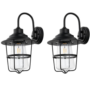 Safavieh PENBER, Set of 2 Modern 10-Inch Black Iron & Glass Outdoor Wall Sconces for Elegant Illumination PLT4040A-SET2