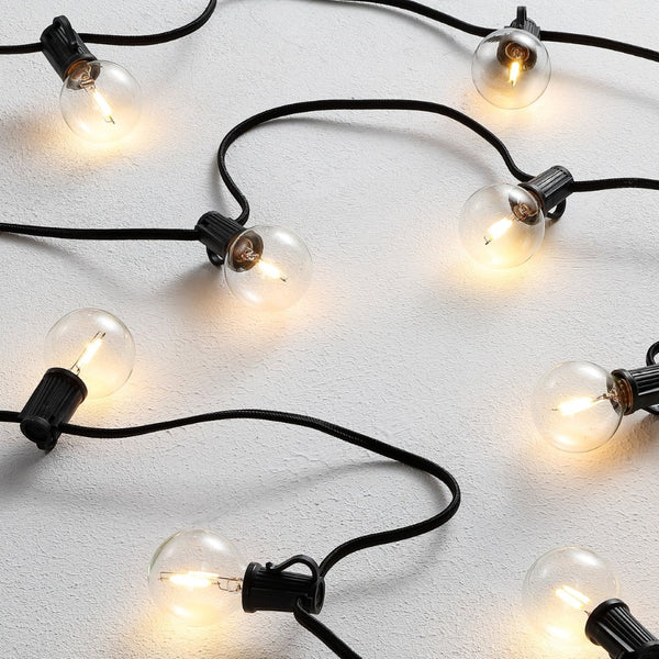 Safavieh LEIGH, 10-Light Outdoor String Light, 120-Inch Black Metal & Glass for Stylish Patio Illumination PLT4041A