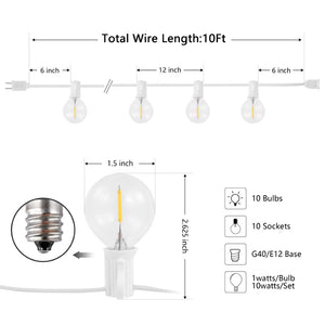 Safavieh CHIERA, 10-Light Outdoor String Lights, 120-Inch White, Durable & Elegant for Year-Round Ambiance PLT4042A