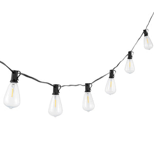 Safavieh DORCIA, 10-Light Black Metal/Glass Outdoor String Lights - 120 Inch Warm Glow for Any Occasion PLT4043A