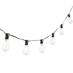 Safavieh DORCIA, 10-Light Black Metal/Glass Outdoor String Lights - 120 Inch Warm Glow for Any Occasion PLT4043A