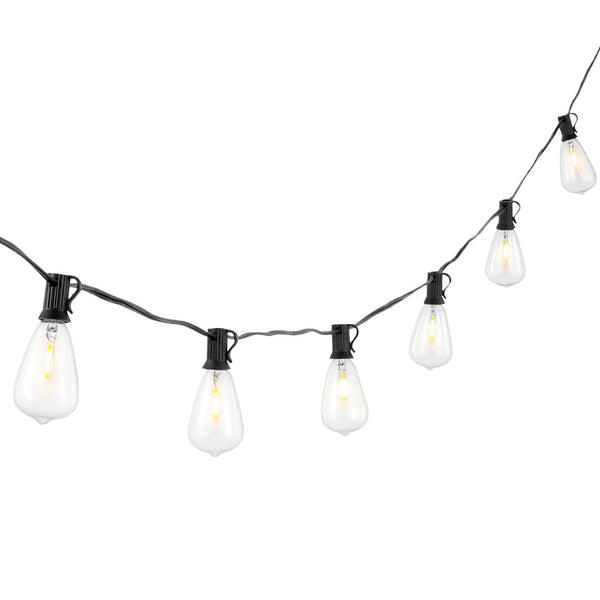 Safavieh DORCIA, 10-Light Black Metal/Glass Outdoor String Lights - 120 Inch Warm Glow for Any Occasion PLT4043A