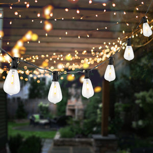 Safavieh DORCIA, 10-Light Black Metal/Glass Outdoor String Lights - 120 Inch Warm Glow for Any Occasion PLT4043A