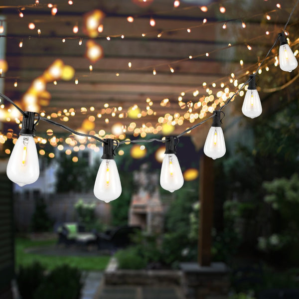 Safavieh DORCIA, 10-Light Black Metal/Glass Outdoor String Lights - 120 Inch Warm Glow for Any Occasion PLT4043A
