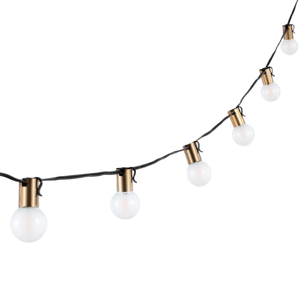 Safavieh FARRYNN, 10-Light 120" Outdoor String Lights - Elegant Brass & Black Design for Inviting Ambiance PLT4044A
