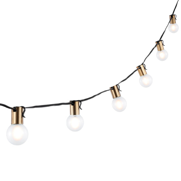Safavieh FARRYNN, 10-Light 120" Outdoor String Lights - Elegant Brass & Black Design for Inviting Ambiance PLT4044A