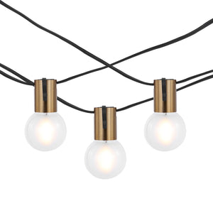 Safavieh FARRYNN, 10-Light 120" Outdoor String Lights - Elegant Brass & Black Design for Inviting Ambiance PLT4044A